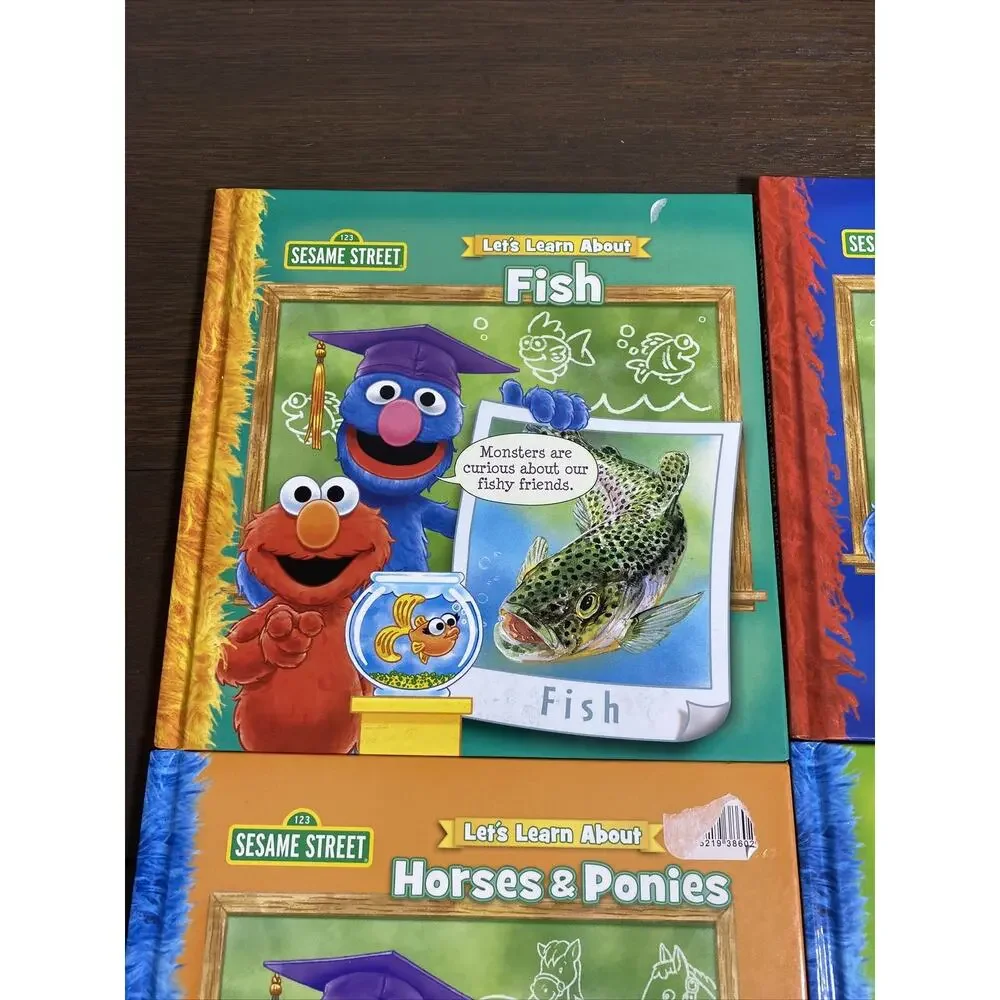 Sesame Street Book Childs Set 5-Horses Airplanes Fish Things That Go Human Body